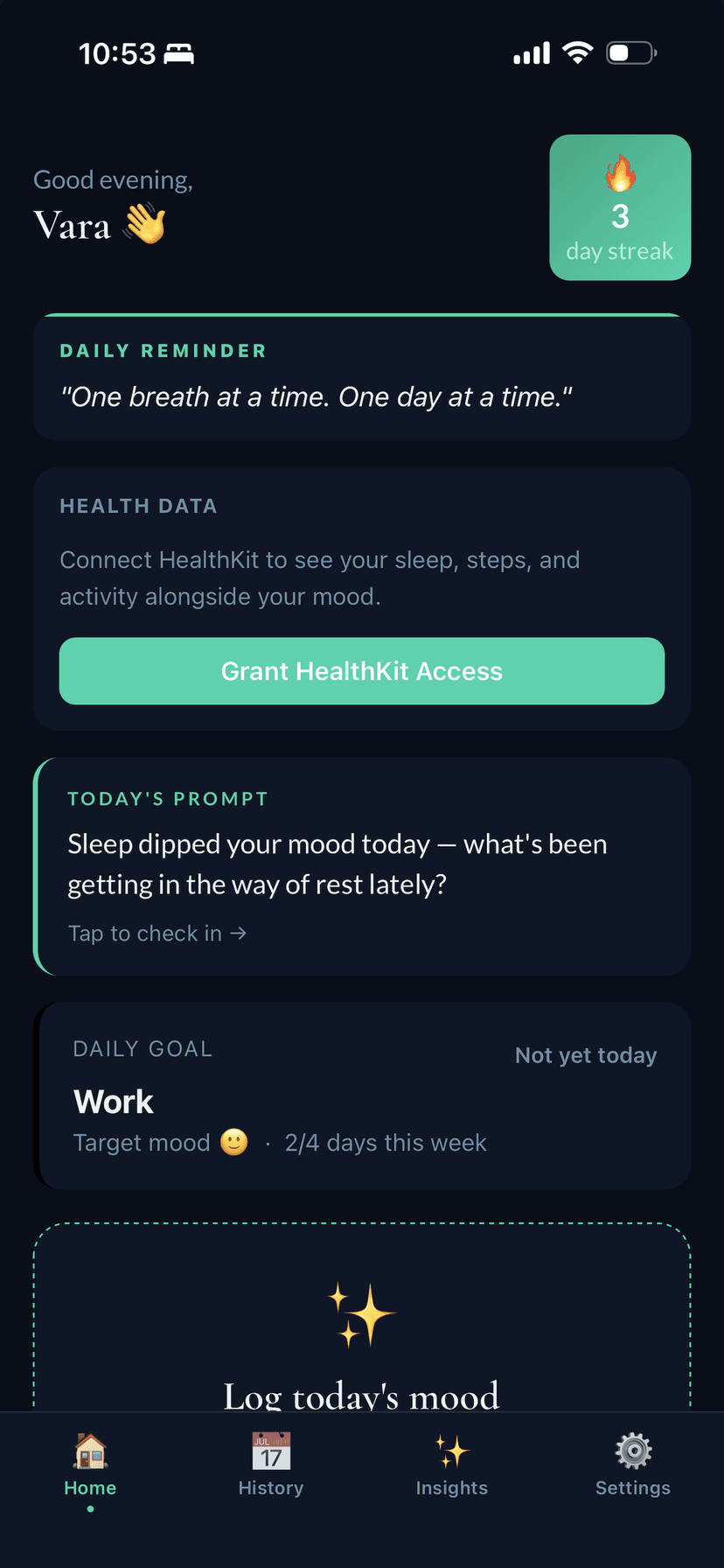 Thymos home screen